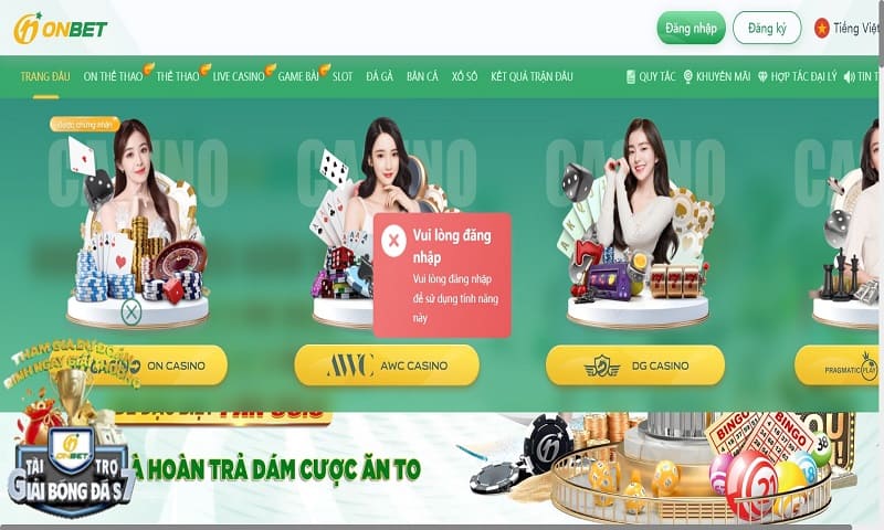 Thao tác đăng nhập Onbet dễ dàng